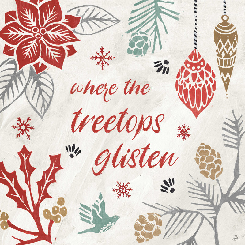 «Woodcut Christmas», impression sur toile tendue, H 12 po x l 12 po, Non, Toile tendue