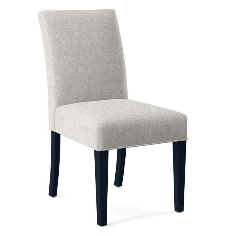 Manhattan Upholstered Dining Chair, Beige Performance Fabric; 0851-73, Navy Finish
