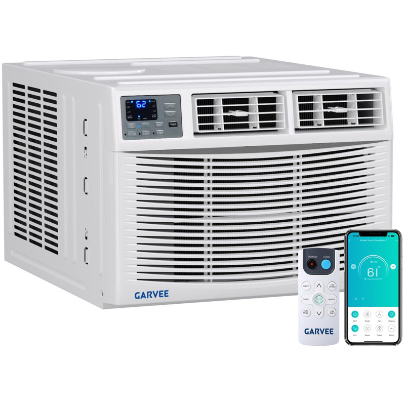 Climatiseur de fenêtre 8 000 BTU et chauffage combiné - refroidit et chauffe jusqu'à 350 pieds carrés Ft - Déshumidificateur, ventilateur, WiFi et prêt pour la voix