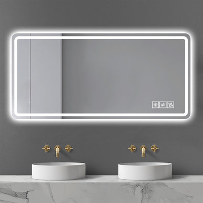 Miroir de salle de bain à DEL avec anti-buée et éclairage à intensité variable 3 couleurs