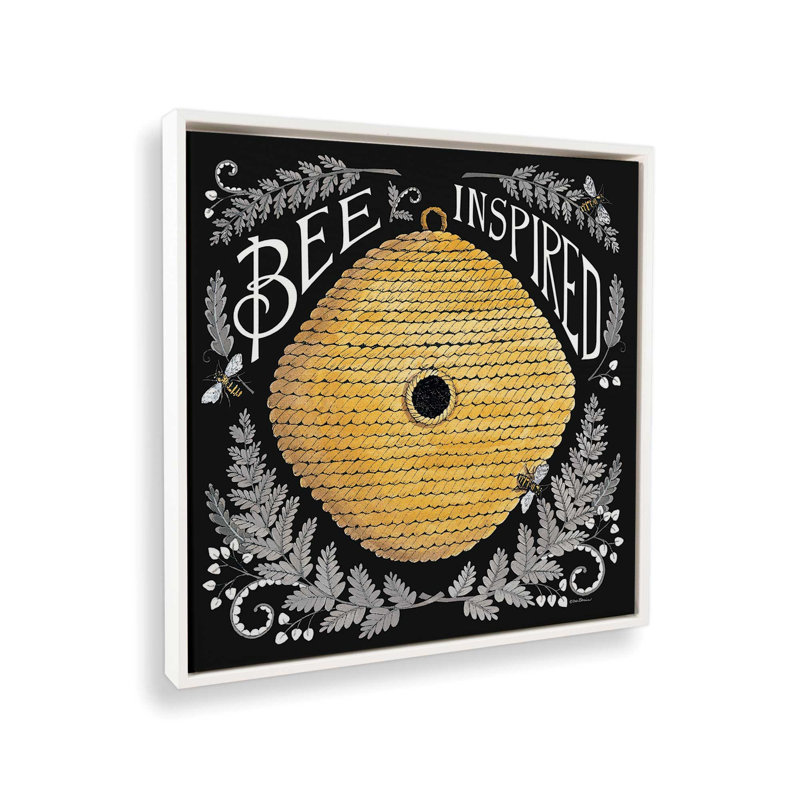 Bee Inspired by Deb Strain Art Print, Toile avec cadre, L 30 po x H 30 po, Blanc