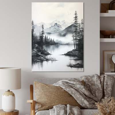 Bejtullah, gris, vert, minimalisme, forêt, réflexions sur toile