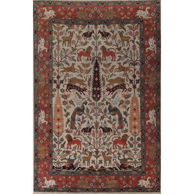 Grand tapis indien à motif animalier Ziegler