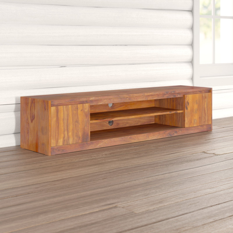 Grand Isle Unfinished TV Stand for TVs up to 88", Honey