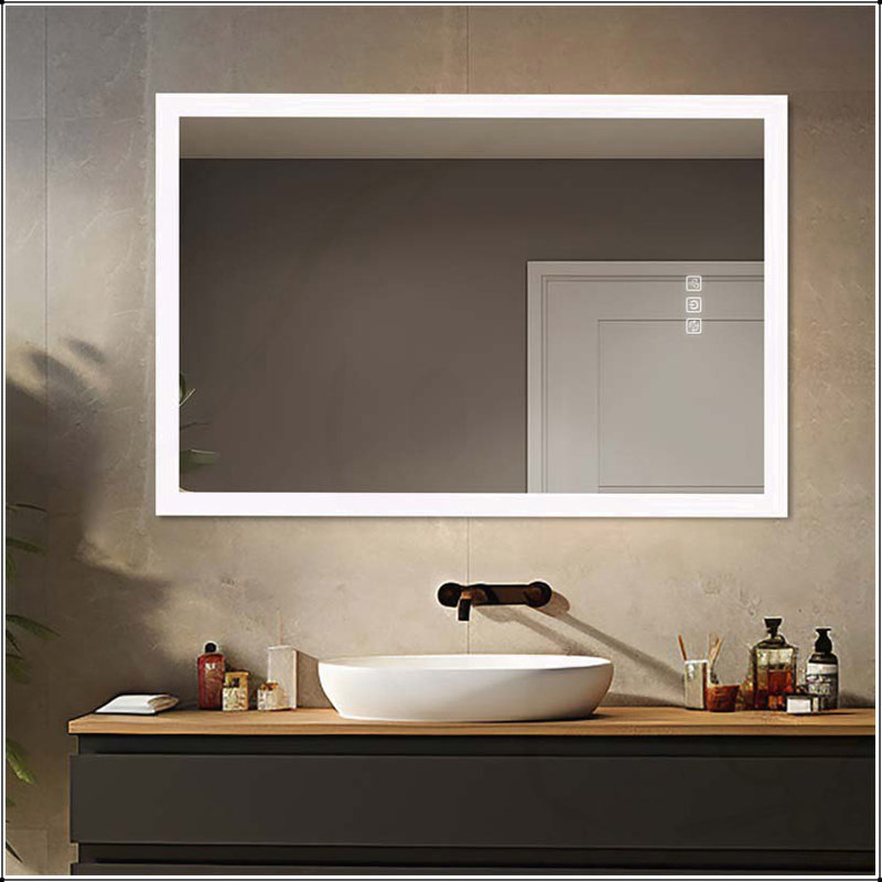 LED Bathroom Mirror with Front Side Light, Defogging, HD Reflection, and Dimmable Colors