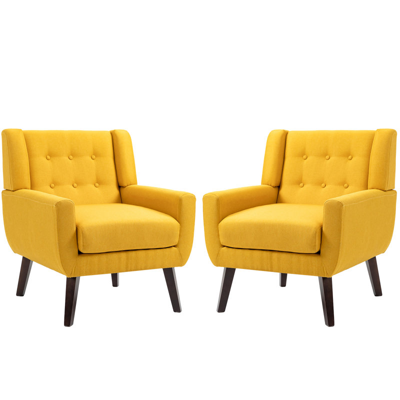 Jaqueze 73.4 Cm Wide Cotton Armchair, Yellow Linen Blend
