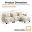 Canapé modulaire courbé en L de 101 po avec repose-pieds et 3 coussins lombaires, canapé 3 places Cloud Comfort, crème ivoire-665036271