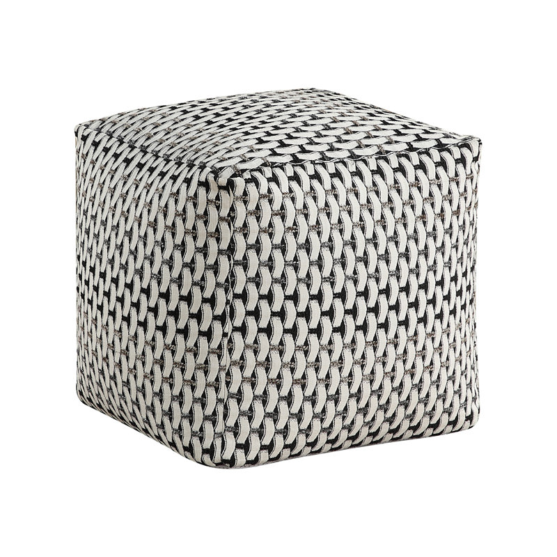 Square Pouf Jacquard Fabric Upholstery Modern Ottoman
