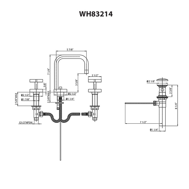 Metrohaus Widespread 2-handle Bathroom Faucet with Drain Assembly, Polished Chrome