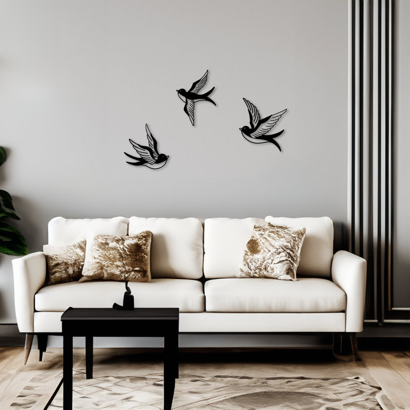 Elegant Decorative Metal Wall Accessory Set (3 Pieces), Black, Includes 8.7 x 9.1 in, 7.9 x 11.4 in, and 7.9 x 9.4 in | 100% Metal, Thickness: 0.04 in | Perfect for Home Décor & Modern Spaces, Easy to Hang