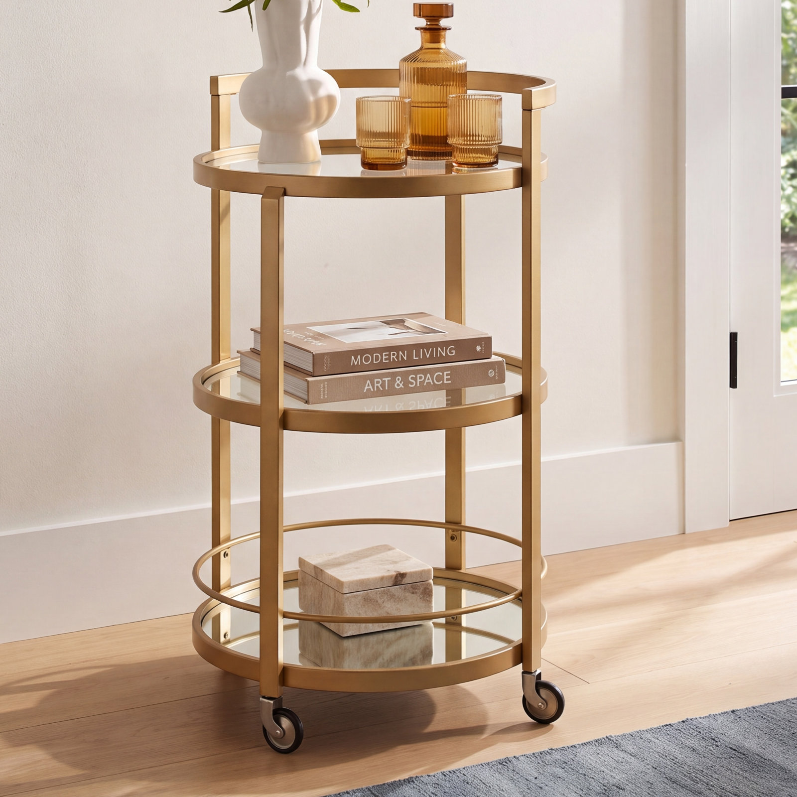 Hause Metal Bar Cart, Brass