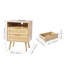 Table de chevet en rotin, table de chevet Boho avec tablette ouverte, table de chevet en bois avec table de bout en rotin et pieds en bois massif, table d'appoint en rotin avec station de charge, pour chambre à coucher, bureau et salon