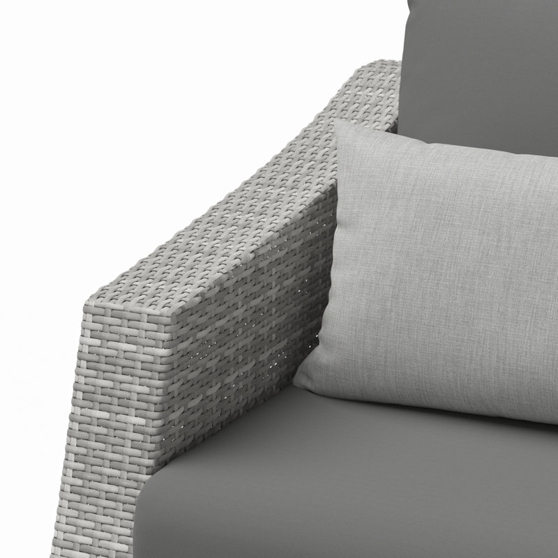 Ensemble de conversation en rotin 5 pièces avec housses de coussin Sunbrella Fionnula, Sunbrella® gris anthracite