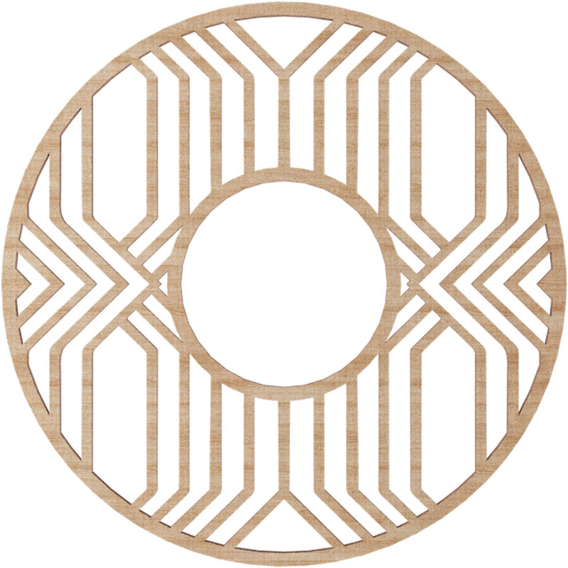 Médaillon de plafond ajouré en bois d'aulne de 16 po x P 5 pi 7 po x P 1/4 po, H 16 po x l 16 po x P 0,25 po, Aulne