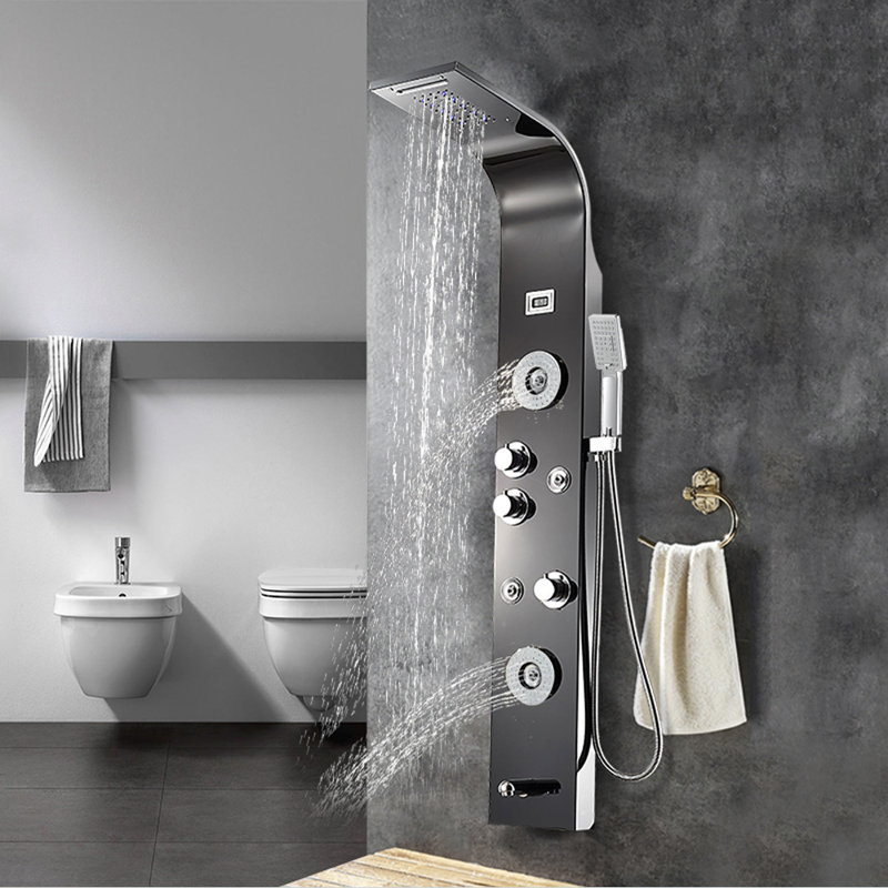 59'' Shower Panel with Dual Shower Head, Brushed Black