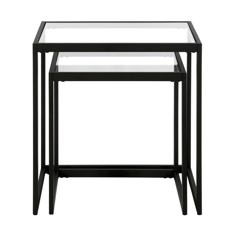 Glass Top Frame Nesting Tables, Black