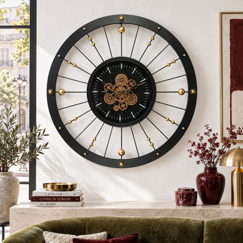 Horloge murale avec pignons en mouvement