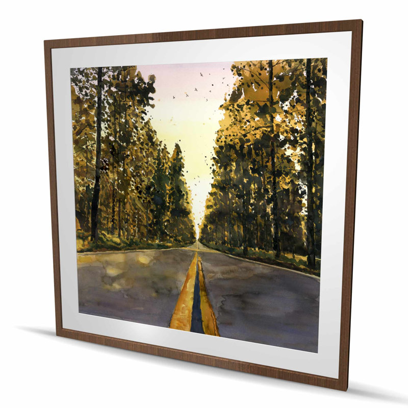"Long Road", reproduction d'art encadrée | Décoration intérieure, H 48 po x l 48 po, Brun