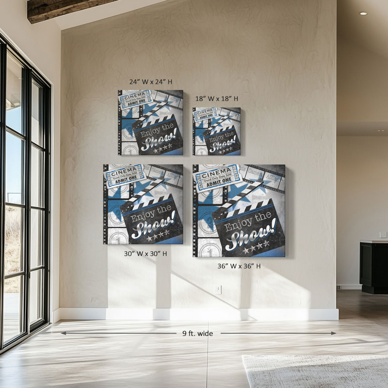 "Les films en bleu II" par Conrad Knutsen, reproduction sur toile, H 36 po x l 36 po x P 1,5 po