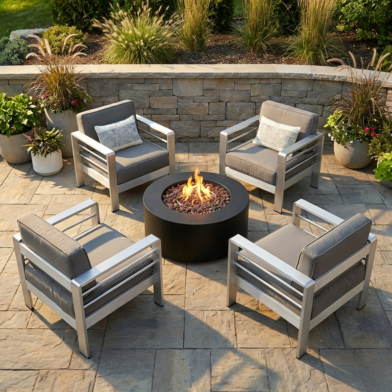 Caggiano Aluminum Outdoor Lounge Chair, Gray