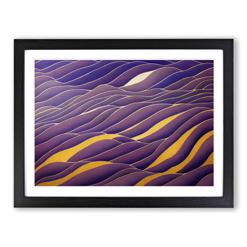 Abstract Lavender Flower Field - Framed Print, Black, 46cm H x 64cm W x 2cm D