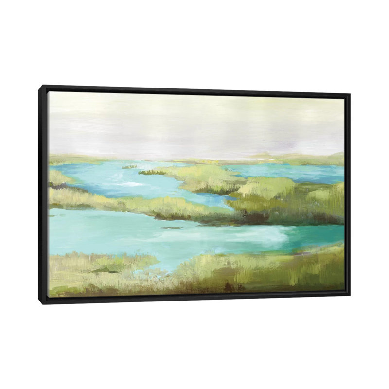 Paradis Perdus by Allison Pearce - Painting, No Mat, 40" H x 60" W x 1.5" D, Black Frame