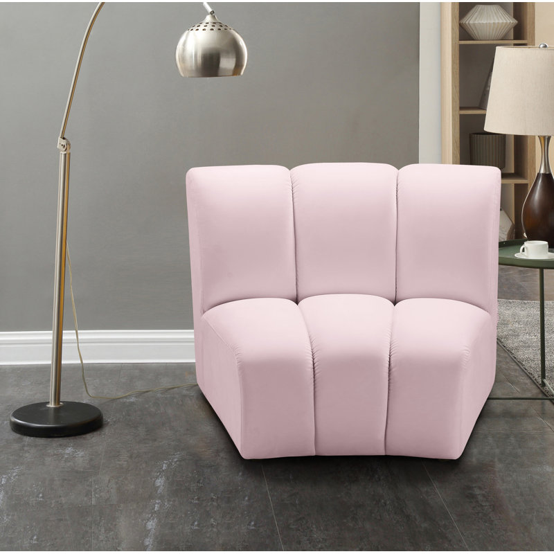 Dabir Velvet Slipper Chair, Pink Velvet