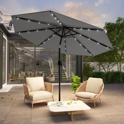 Market Umbrella with Solar Lights, Table Umbrella for Patio