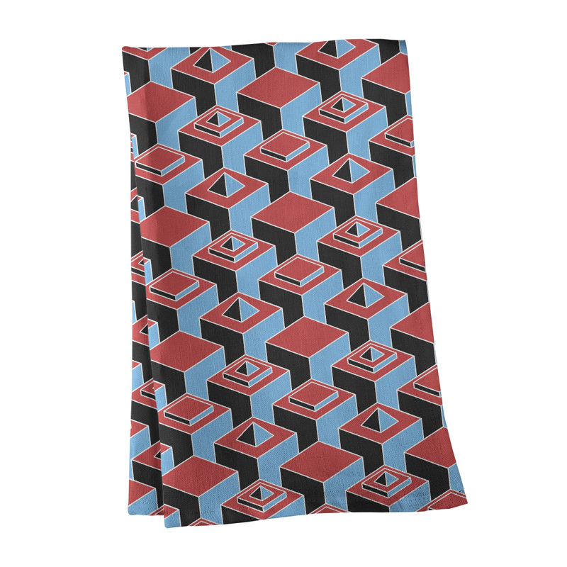 Patricia Geoffrey Tea Towel Kitchen Towel, Blue/Red/Black, Cotton Twill