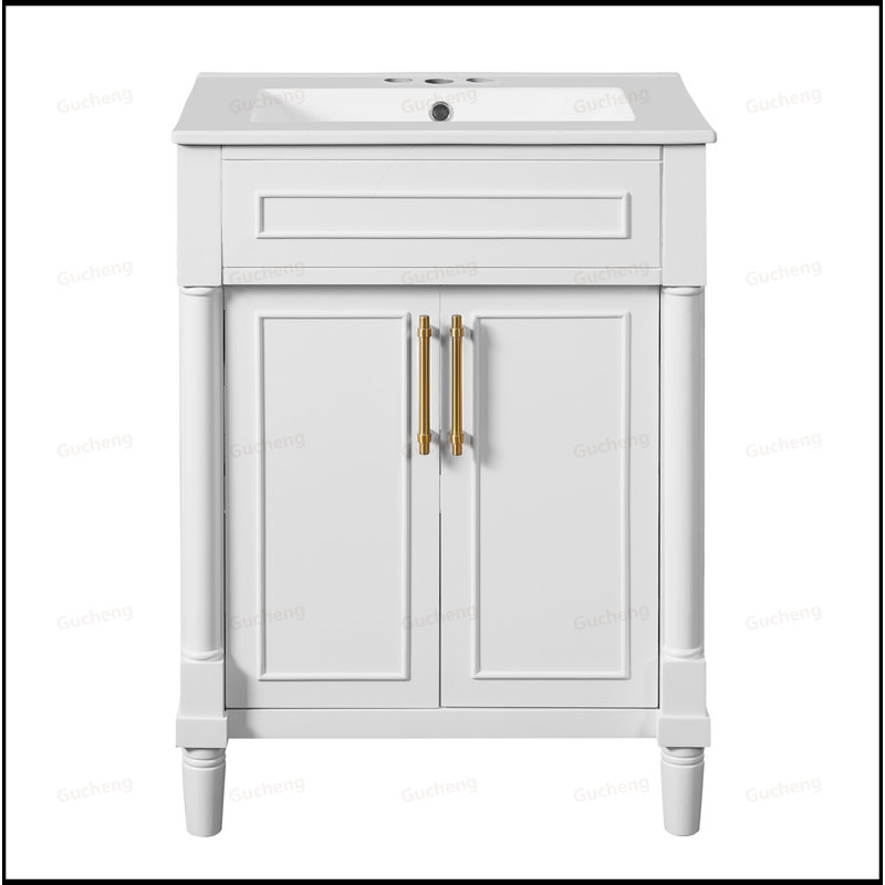 Petit meuble-lavabo 24 po avec lavabo intégré, Blanc