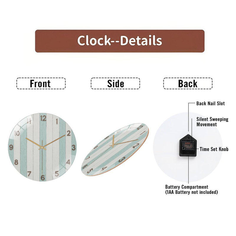 Horloge murale en verre 12 po