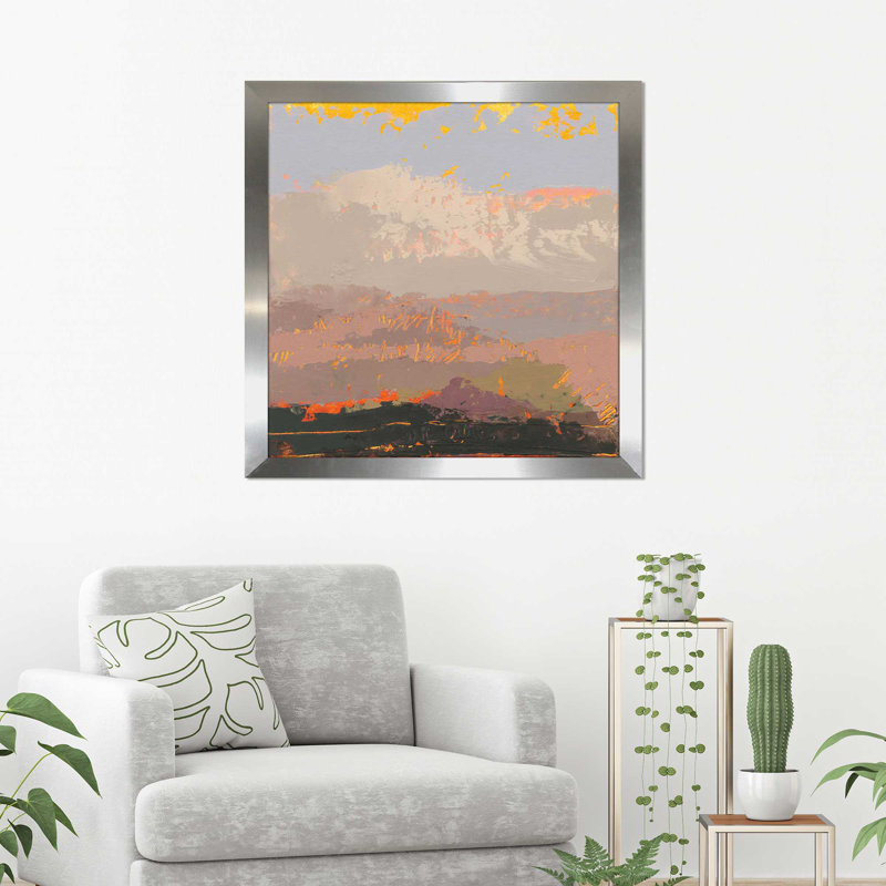 " Soft Day I ", 37.5" H x 37.5" W x 1" D, Silver Framed