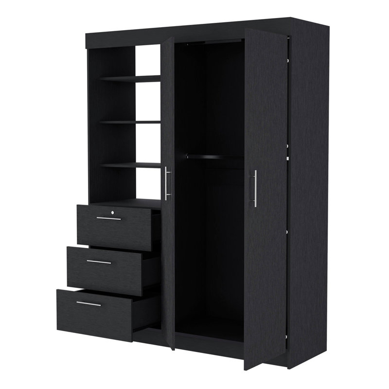Armoire 3 tablettes, Noir, H 79 po x l 59 po x P 20,4 po