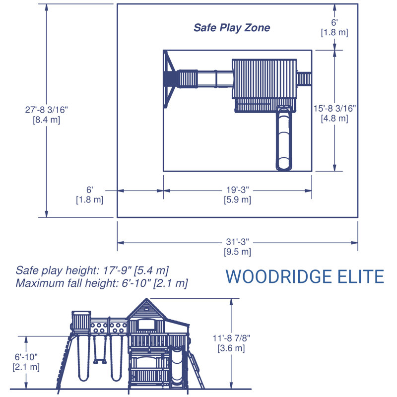 Woodridge Elite Cedar Swing Set with Green Slide and Sandbox