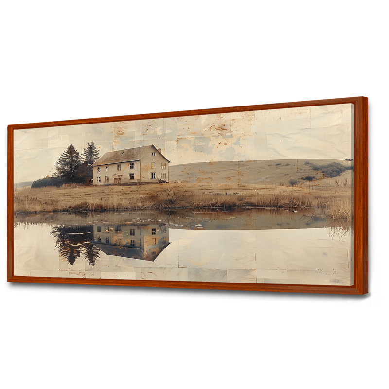 Brown American Farm Landscape III - Farm Wall Art Print, Cadre flottant brun, H 34 po x l 44 po