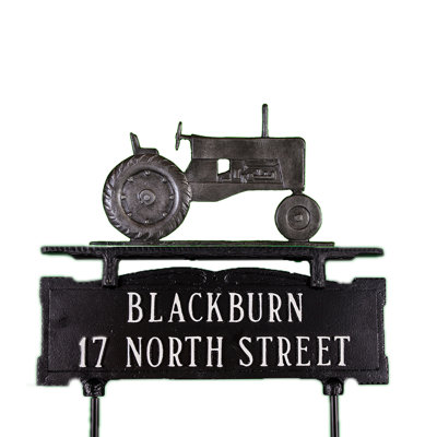 Tractor 2-Line Lawn Address Sign