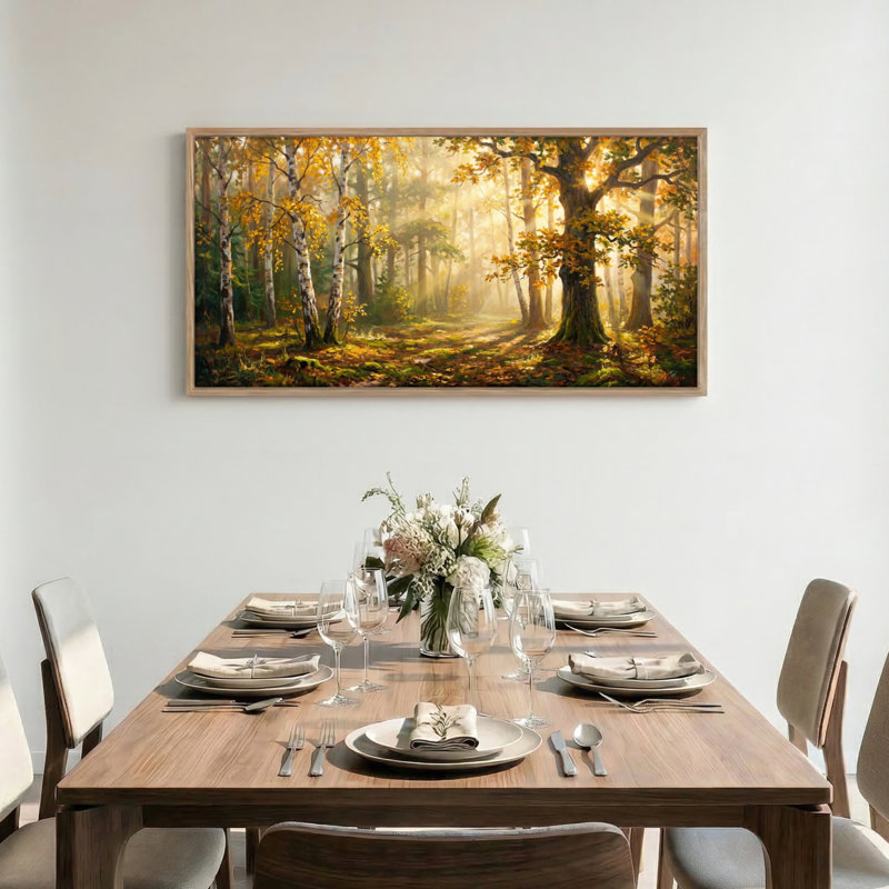 Forêt d'automne, reproduction d'art sur toile encadrée de 1 x 58 x 28 pouces, 58 po x 28 po