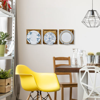 3-Piece Wall Wood Plate Display Racks