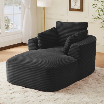 45.3" Indoor Striped Corduroy Chaise Lounge Accent Chair, Compressible Single Sleeper Sofa