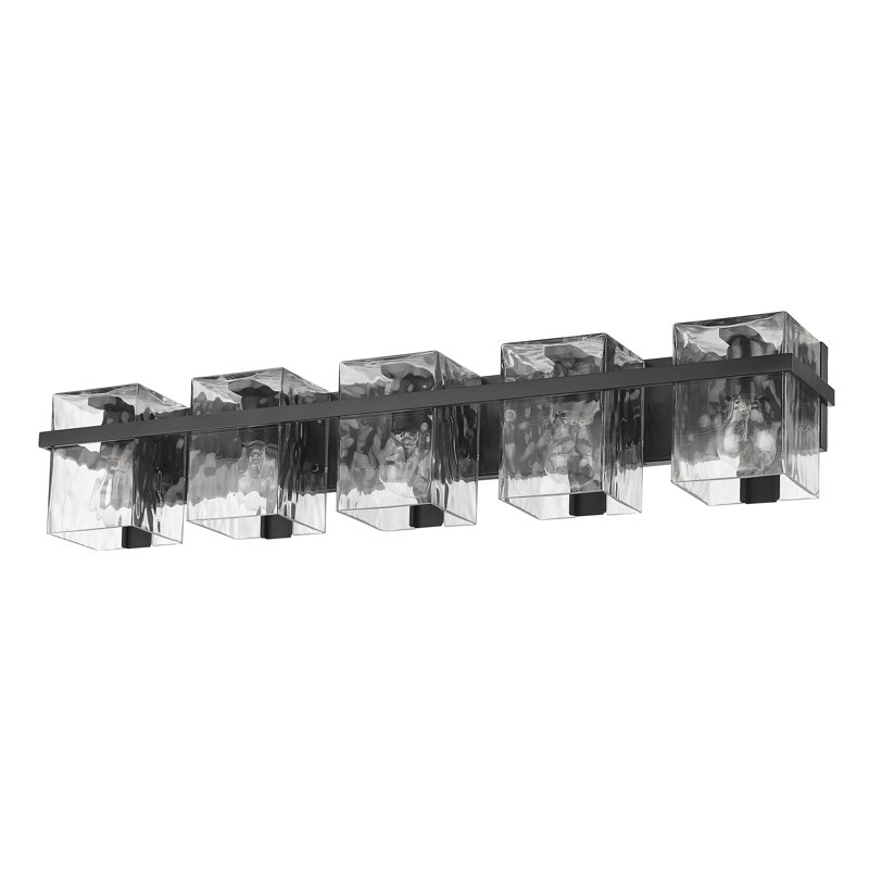 Éclairage pour meuble-lavabo Arene, 7.75"H x 36.25"W x 5.5"D, Noir mat, 5 Lights