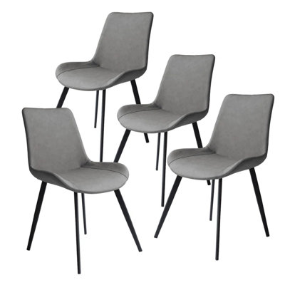 32.3"H Modern Upholstered Dining Chairs, Faux Leather Back with Steel Legs for Kitchen, Dining, Living, Reception, Office Guest Chairs, and Outdoor by George Oliver