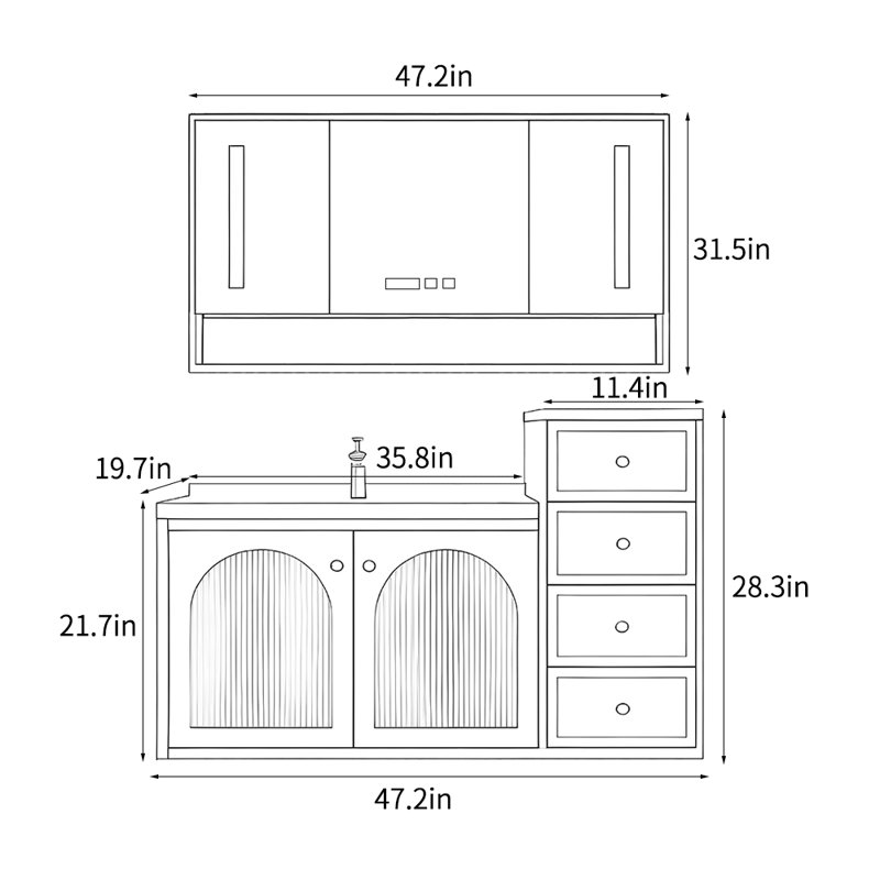 Armoire de salle de bain simple de style français, Vert