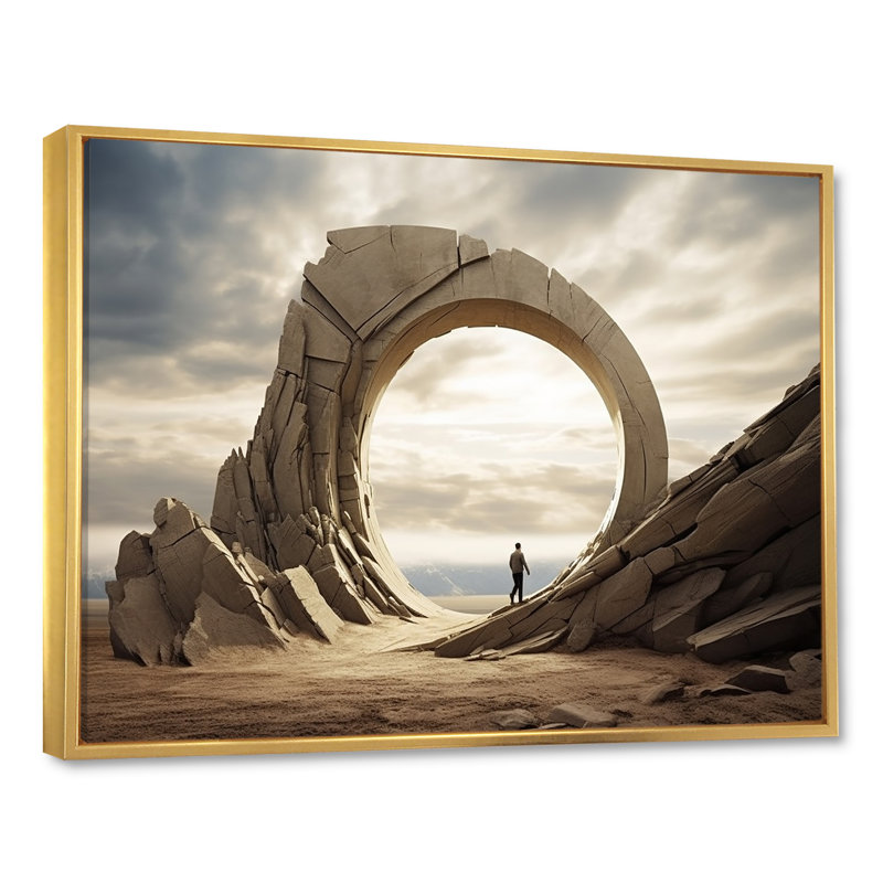 Art mural surréel surréel, H 30 po x l 40 po x P 1,5 po, Cadre flottant doré