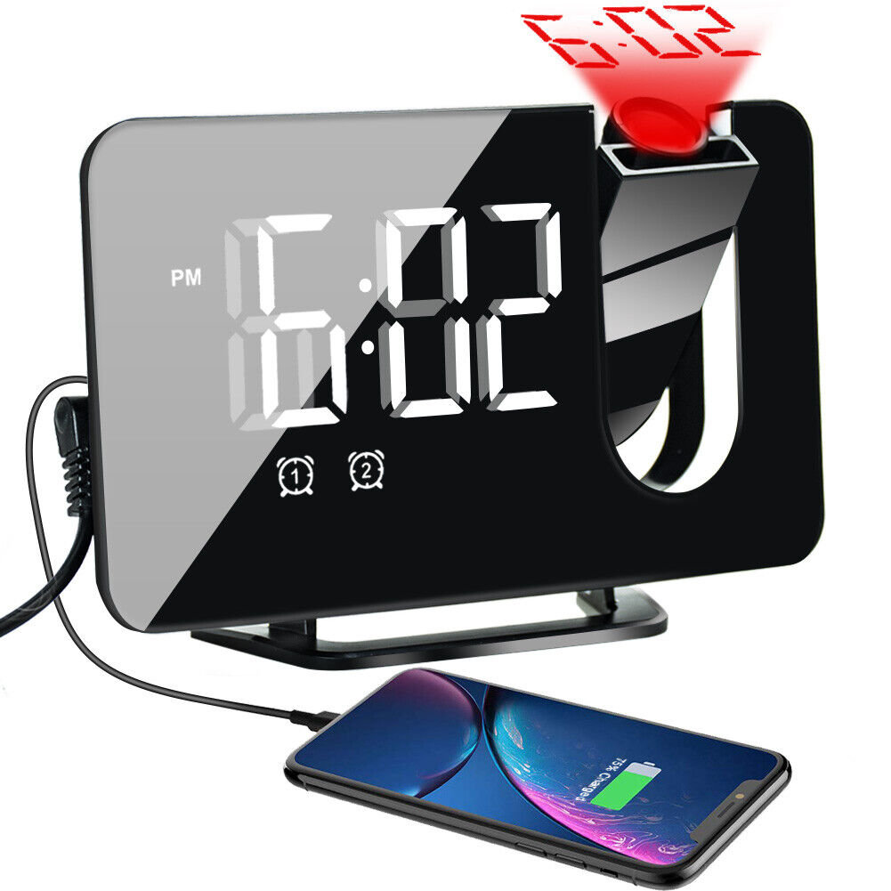 Orren Ellis Digital Electric Alarm Tabletop Clock in Black