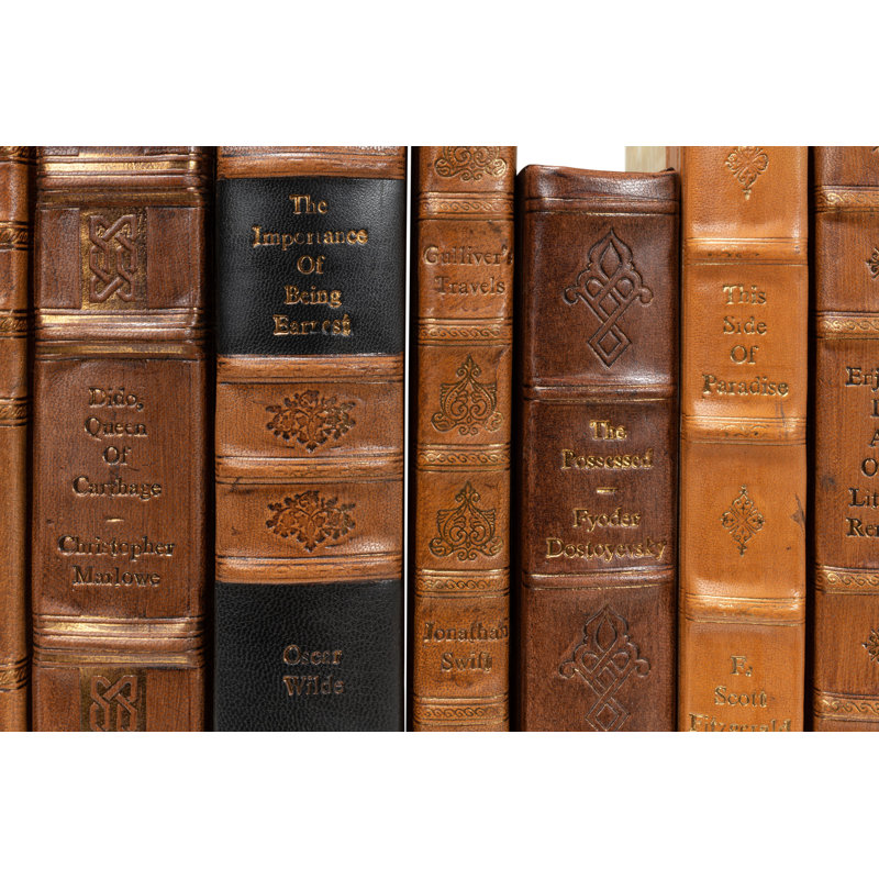 Faux Tan Leather 24 Piece Decorative Book Set