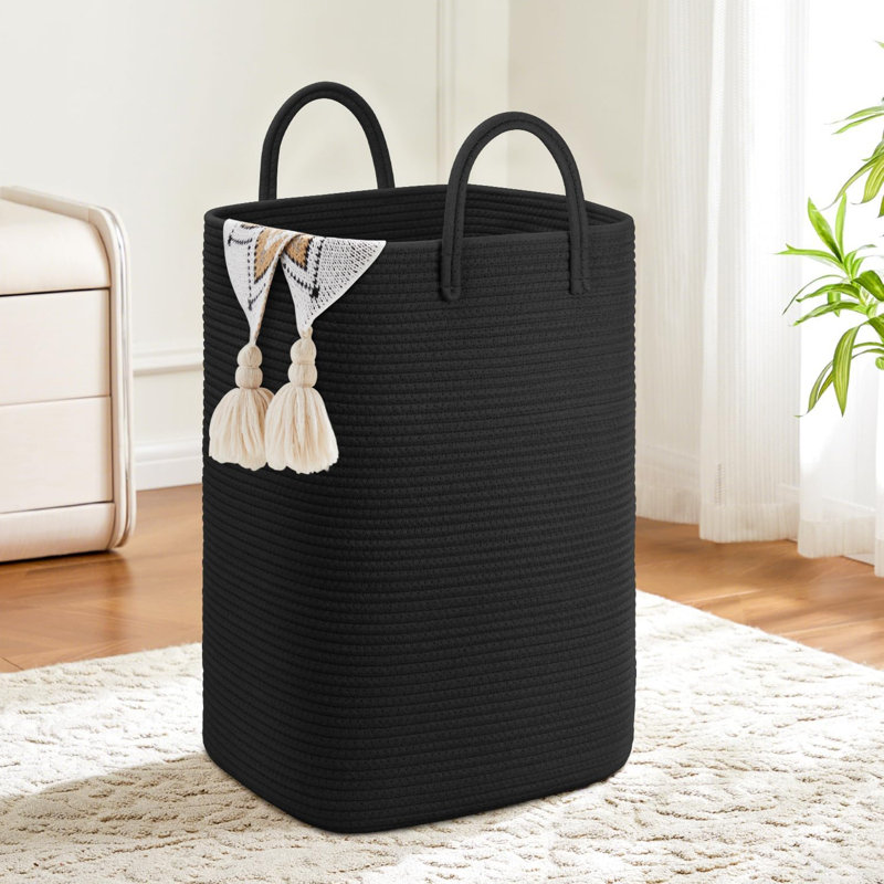 Woven Cotton Rope Laundry Hamper Basket With Handles, 40L Multi-Purpose Storage Organizer For Home, Bathroom, Nursery And Living Room