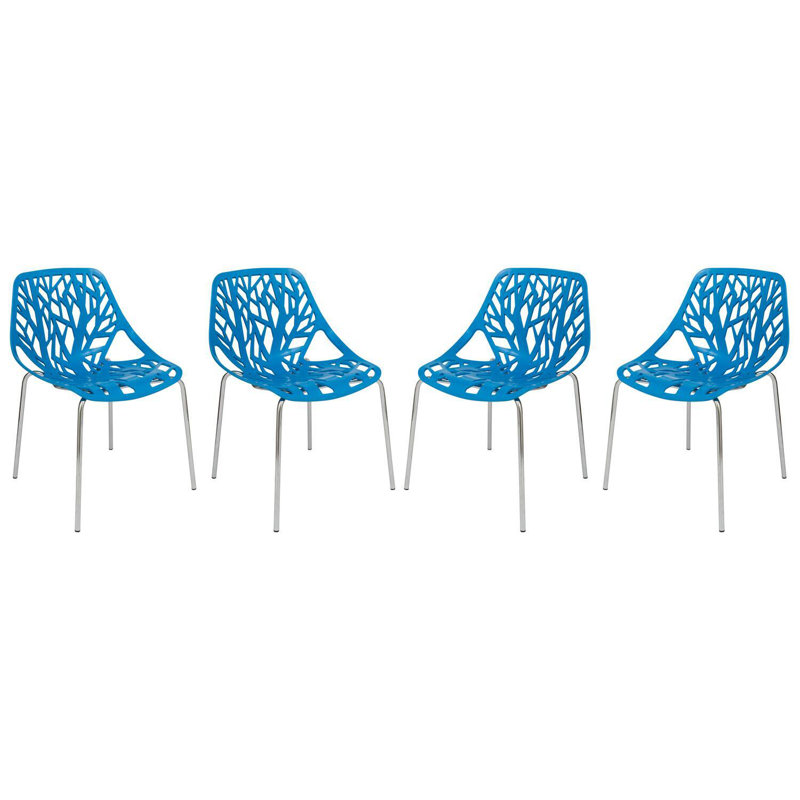 Chaise d'appoint avec pieds chromés - ensemble de 4, Orange