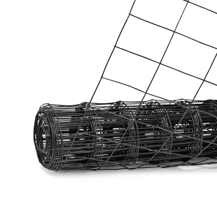 16 Gauge Black Vinyl Coated Steel Wire Roll, Mesh Size 3" x 2", Multiple Use for Home Improvement