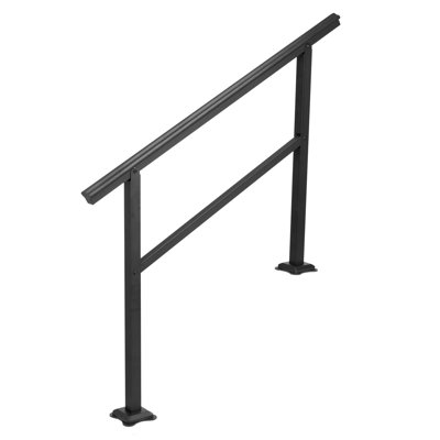 Adjustable Stair Handrail 5cm 3-4 Steps Aluminum 1 Piece Black 165LBS Capacity