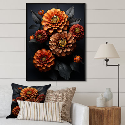 Zinnias Emerge From The Shadows II sur impression sur toile